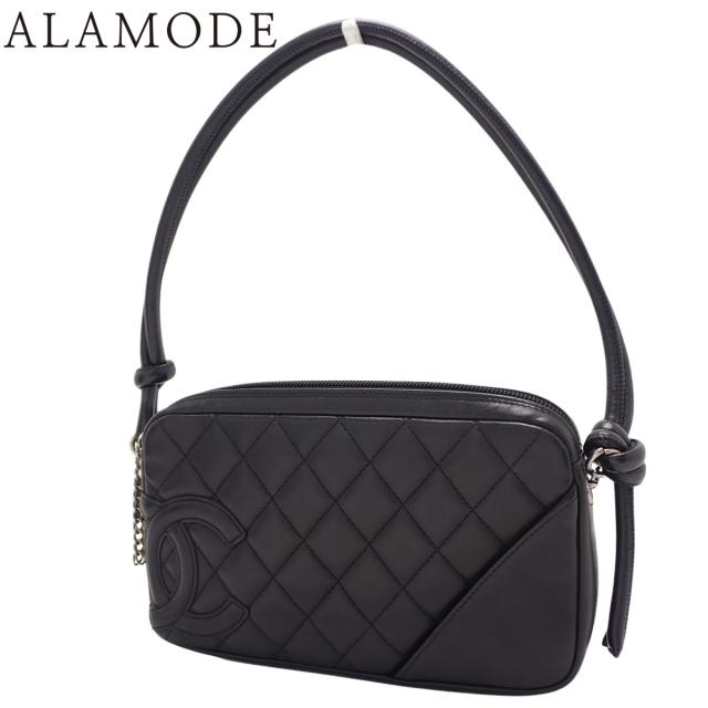 CHANEL(シャネル) カンボンライン マトラッセ ココマーク ハンドバッグ ショルダーバッグ 肩掛け ワンショルダー アクセサリーポーチ ラムスキン ブラック黒 シルバー金具 A25175 レディース 40802148217【中古】【アラモード】