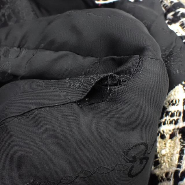 GUCCI(グッチ) スクエアG ツイードチェックコート コート アパレル 衣類 ファッション 36 コットン ウール ベージュ ブラック黒 ホワイト白 レディース 40802161340【中古】【アラモード】 GUCCI(グッチ) スクエアG ツイードチェックコート コート アパレル