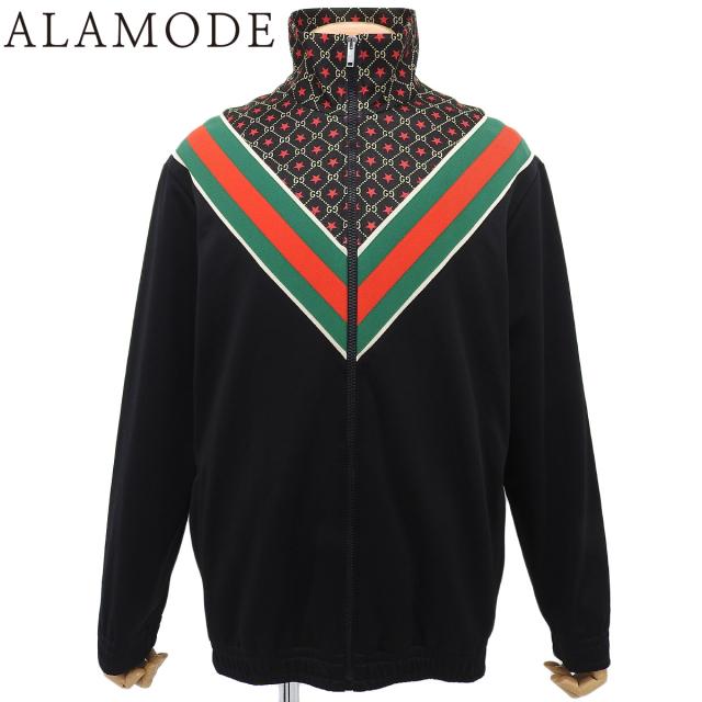 GUCCI(グッチ) GGスター ウェブライン トラックジャケット コート/ジャケット アパレル ジャージ ジップアップ ブルゾン シェリーライン M ポリエステル コットン ブラック黒 グリーン緑 レッド赤 575734 メンズ 40802162567【中古】【アラモード】
