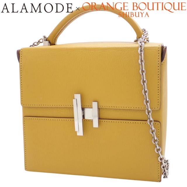 HERMES(エルメス) シネティック ジョーヌアンブル イエロー黄 シェーブル パラジウム金具 シルバー金具 C刻印 ショルダーバッグ チェーンショルダー 肩掛け ハンドバッグ レディース 40802168243【アラモード】