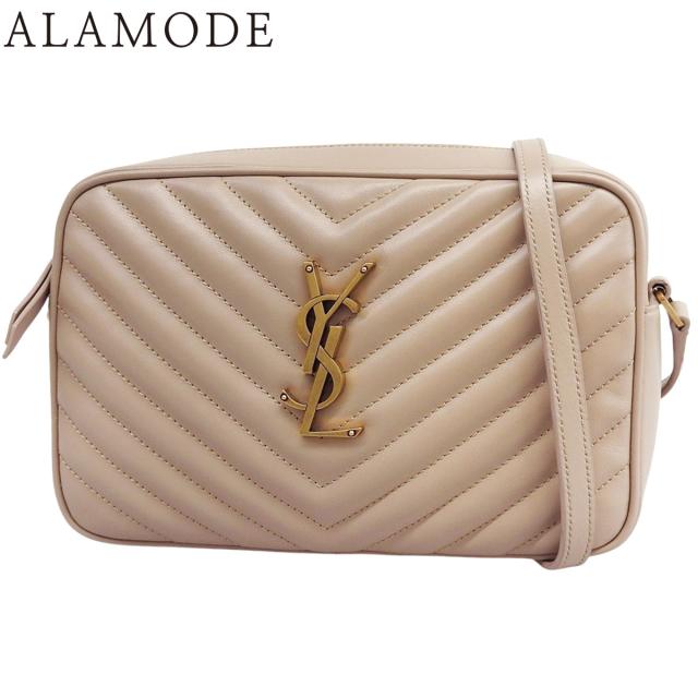 SAINT LAURENT PARIS(サンローランパリ) ルー カメラバッグ ショルダーバッグ 肩掛け 斜め掛け YSL カーフ ダークベージュ ゴールド金具 761554DV7072721 レディース 40802163137【中古】【アラモード】