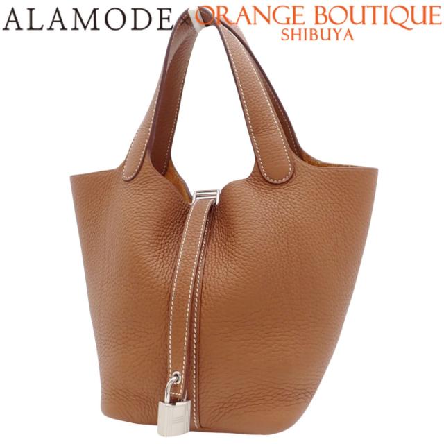 HERMES(エルメス) ピコタンロックPM ゴールド ブラウン茶 トリヨンクレマンス パラジウム金具 シルバー金具 B刻印 ハンドバッグ トート レディース 40802166786【中古】【アラモード】