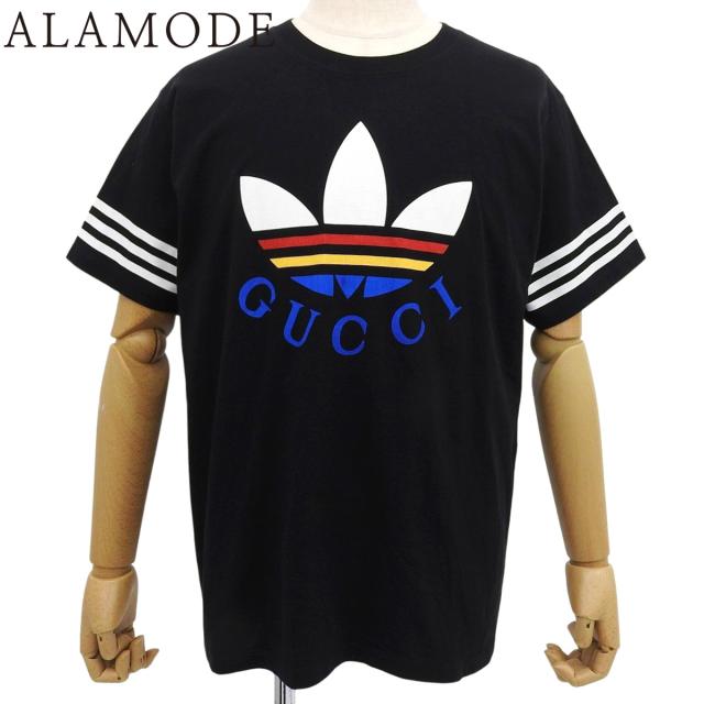 GUCCI(グッチ) アディダスコラボ Tシャツ Tシャツ アパレル ファッション 衣類 半袖 GUCCI×adidas S コットン ブラック黒 ホワイト白 ブルー青 616036 XJEXC メンズ 40802163298【中古】【アラモード】