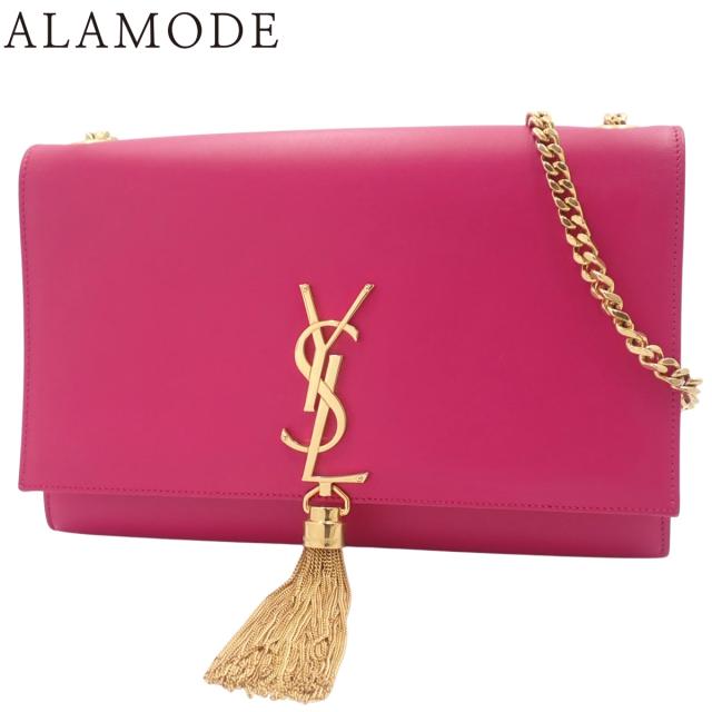 SAINT LAURENT PARIS(サンローランパリ) ケイト タッセル ミディアム ショルダーバッグ モノグラム チェーンショルダー 肩掛け 斜め掛け カーフ ピンク ゴールド金具 354119 レディース 40802167900【中古】【アラモード】