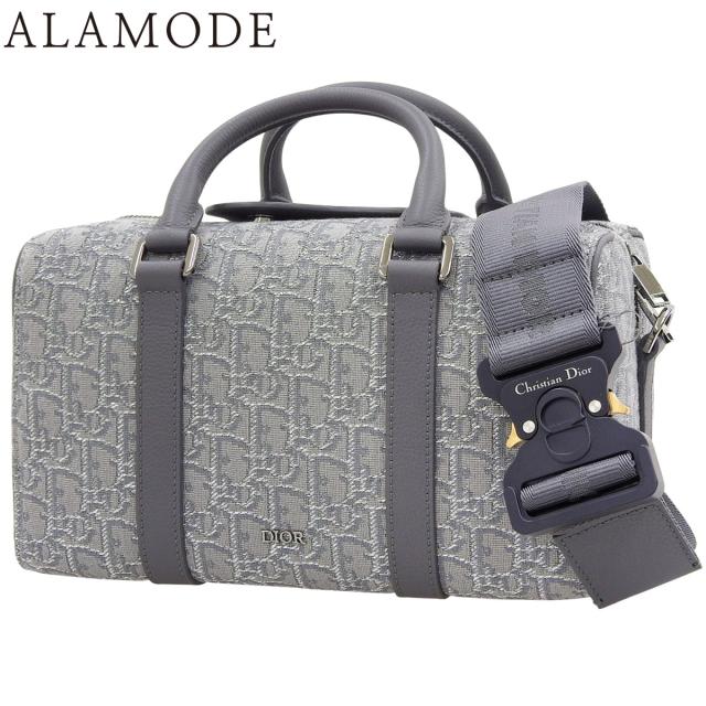 Christian Dior(クリスチャン・ディオール) ディオール オブリーク ジャカード ランゴ26 ハンドバッグ ボストンバッグ  2WAY ショルダー 肩掛け トロッター レザー キャンバス グレー シルバー金具 レディース 40802158601【中古】【アラモード】