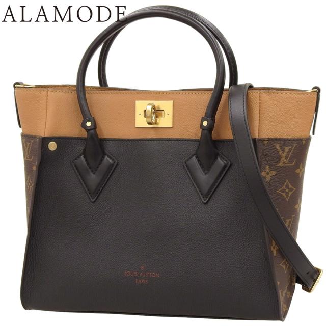 LOUIS VUITTON(ルイ・ヴィトン) オンマイサイドMM ハンドバッグ 2WAY ショルダー 肩掛け モノグラム グレインカーフレザー モノグラムキャンバス ノワール ブラック黒 キャメル茶  ブラウン茶 ゴールド金具 M53823 レディース 40802164344【中古】【アラモード】