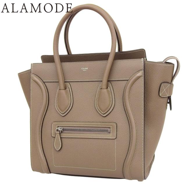 CELINE(セリーヌ) ラゲージ マイクロショッパー ハンドバッグ トートバッグ ドラムドカーフスキン スリ グレージュ マットシルバー金具 189793DRU.09SO レディース 40802165191【中古】【アラモード】