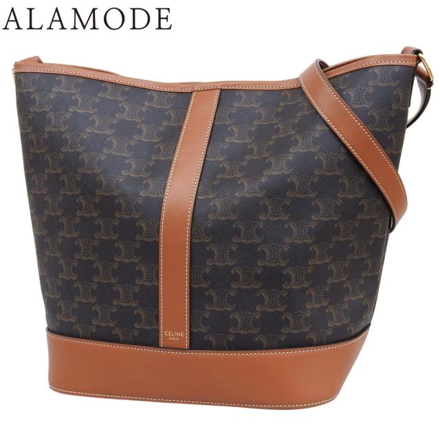 CELINE(セリーヌ) ミディアム バケット ショルダーバッグ 肩掛け 斜め掛け カーフ トリオンフキャンバス タン ブラウン茶 ゴールド金具 191132CAS.04LU レディース 40802164530【中古】【アラモード】