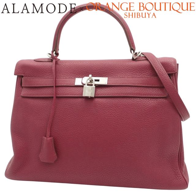 HERMES(エルメス) ケリー35 (内縫い) ルビー ボルドー トリヨンクレマンス パラジウム金具 シルバー金具 □N刻印 ハンドバッグ 2WAY 肩掛け レディース 40802164548【中古】【アラモード】