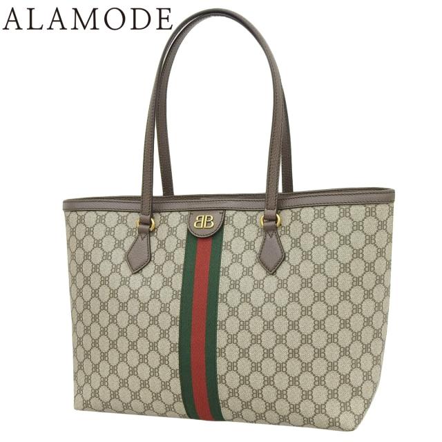 BALENCIAGA(バレンシアガ) ザ ハッカー プロジェクト トートバッグ グッチコラボ GUCCI シェリーライン PVC レザー ベージュ ブラウン茶 ゴールド金具 680125 レディース 40802164994【中古】【アラモード】