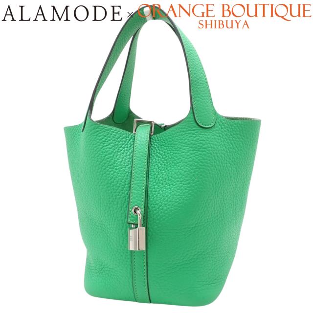 HERMES(エルメス) ピコタンロックPM ヴェールコミック グリーン緑 トリヨンクレマンス パラジウム金具 シルバー金具 U刻印 ハンドバッグ トートバッグ レディース 40802169359【アラモード】