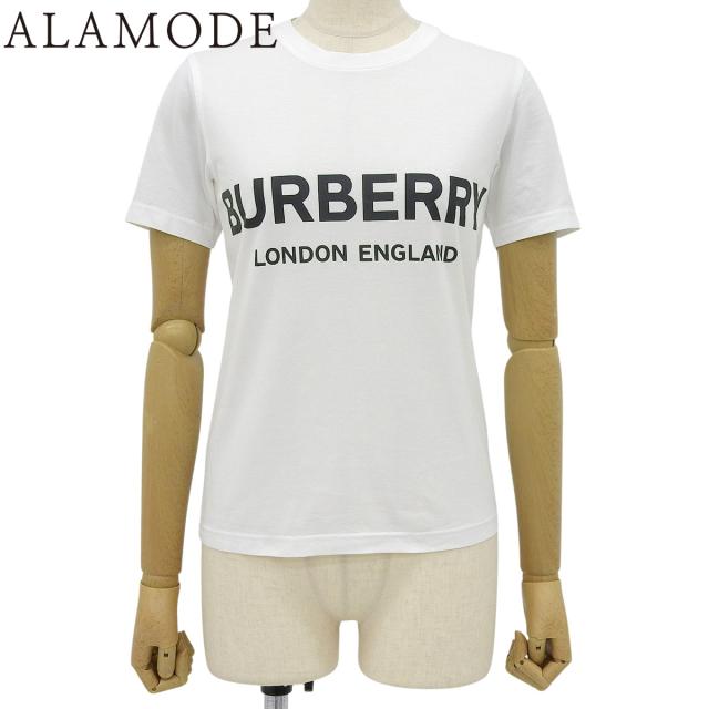 BURBERRY(バーバリー) ロゴ Tシャツ Tシャツ アパレル ファッション 半袖 クルーネック XXS コットン ホワイト白 ブラック黒 8008894 レディース 40802162552【中古】【アラモード】