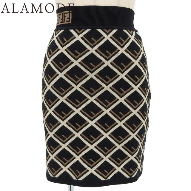 FENDI(フェンディ) ニットスカート スカート 2018年 アパレル ファッション  42 レーヨン ポリエステル ブラック黒 ベージュ FZQ572 A5QF レディース 40802165291【中古】【アラモード】