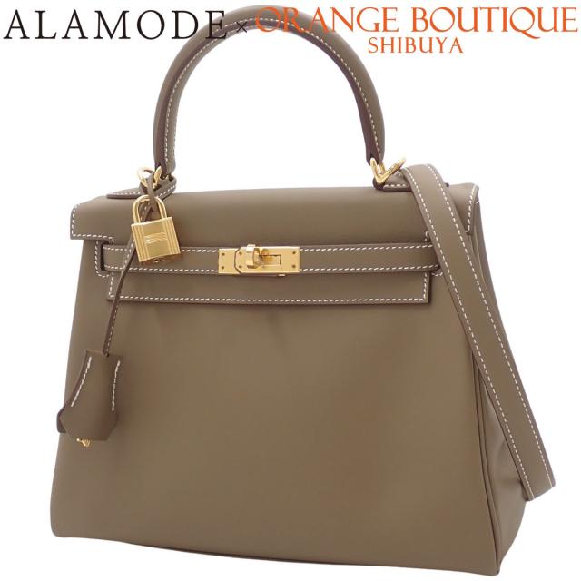 【未使用】HERMES(エルメス) ケリー25(内縫い) K刻印 エトープ/エトゥープ グレージュ スイフト ゴールド金具 ハンドバッグ 肩掛け ショルダーバッグ 2WAY レディース 40802146061【アラモード】