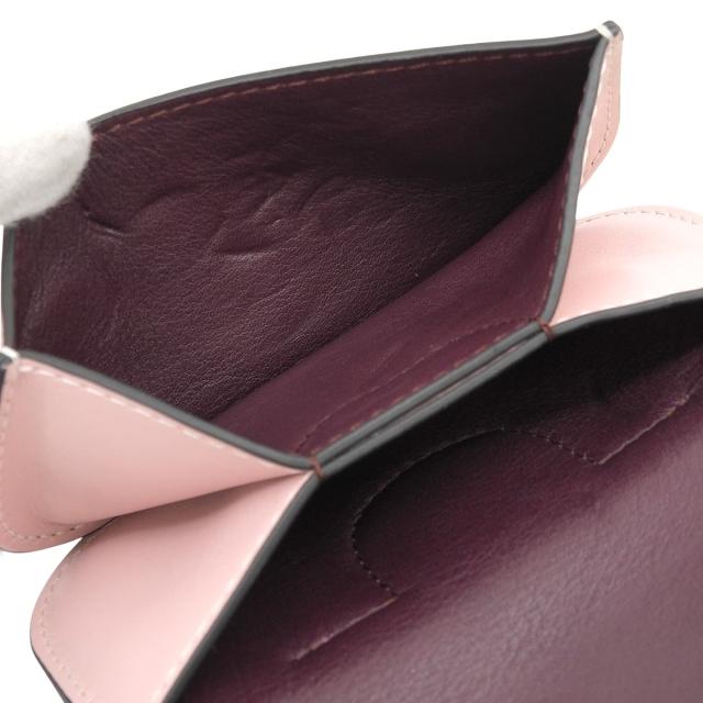 LOEWE(ロエベ) ゲート ミニウォレット ケース ミニ財布 カードケース レザー ボルドー ピンク ゴールド金具 113.54BU57 レディース 40802164462【中古】【アラモード】