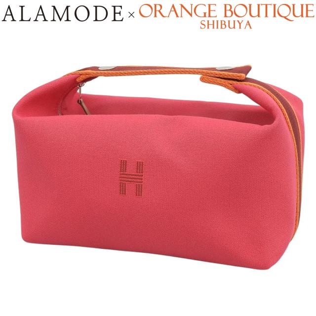 HERMES(エルメス) ブリッドアブラックGM ハイビスカス ピンク ボルドー オレンジ コットンキャンバス パラジウム金具 シルバー金具 ポーチ ハンドバッグ 小物入れ ミニバッグ レディース 40802166456【中古】【アラモード】