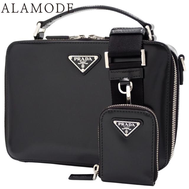 PRADA(プラダ) ブリック トライアングルロゴバッグ ハンドバッグ 2WAY ショルダー 肩掛け 斜め掛け レザー NERO ネロ ブラック黒 シルバー金具 2VH069 レディース 40802168571【中古】【アラモード】