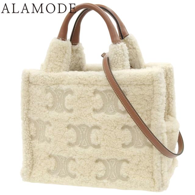 CELINE(セリーヌ) スモールカバ タイス ハンドバッグ 2WAY ショルダー 肩掛け 斜め掛け レザー シアリング アイボリー ブラウン茶 ゴールド金具 199163FK5.02NT レディース 40802164008【中古】【アラモード】