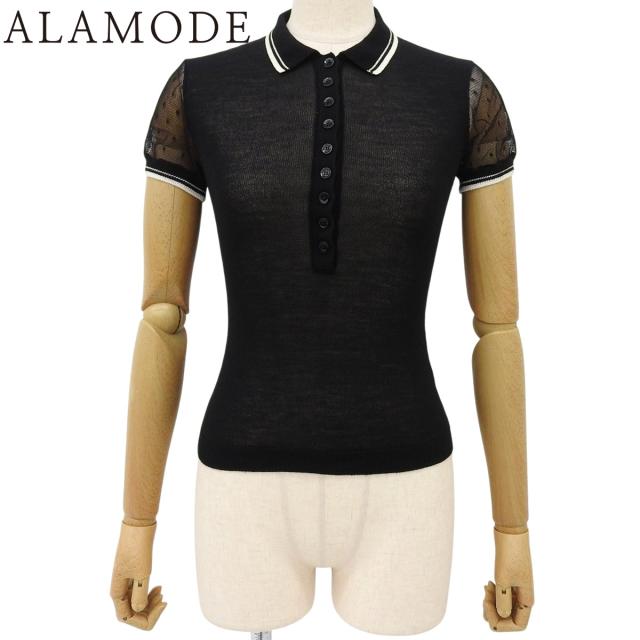 VALENTINO(ヴァレンティノ) シースルー ポロシャツ ポロシャツ アパレル ファッション トップス 水玉 XS ウール ナイロン ブラック黒 アイボリー レディース 40802165329【中古】【アラモード】