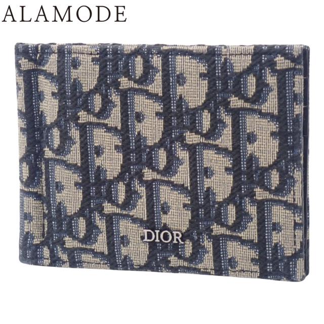 Christian Dior(クリスチャン・ディオール) マネークリップ付き ウォレット 二つ折り財布 2つ折り 小物 カーフ ディオール オブリーク ジャカード ブラック黒 ブルー青 ベージュ シルバー金具 2ESBH069YSE_H05E メンズ 40802165750【中古】【アラモード】