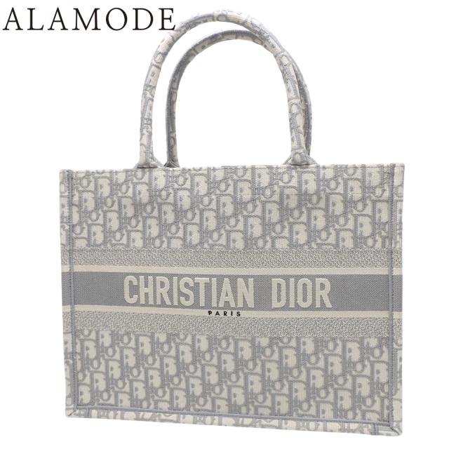 Christian Dior(クリスチャン・ディオール) Book Tote ブックトート バッグ ミディアム トートバッグ トートバッグ ディオールオブリーク キャンバス グレー アイボリー M1296ZRIW_M20I レディース 40802168619【中古】【アラモード】