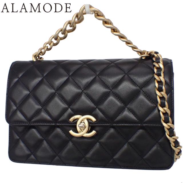 CHANEL(シャネル) マトラッセ チェーンショルダーバッグ ショルダーバッグ ココマーク ハンドバッグ 肩掛け 斜め掛け カーフ ブラック黒 マットゴールド金具 AS4066 レディース 40802169192【中古】【アラモード】