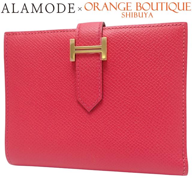 HERMES(エルメス) ベアンコンパクト ローズアザレ ピンク ヴォーエプソン ゴールド金具 Y刻印 コンパクトウォレット 二つ折り財布 2つ折り 小物 レディース 40802169947【中古】【アラモード】