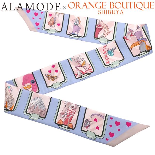 HERMES(エルメス) HERMES STORY エルメス・ストーリー ツイリー ブルーペール ローズ ヴェール ライトブルー水色 ピンク シルク スカーフ アパレル ファッション小物 バッグアクセサリー 動物 アニマル ハート レディース 40802171460【中古】【アラモード】