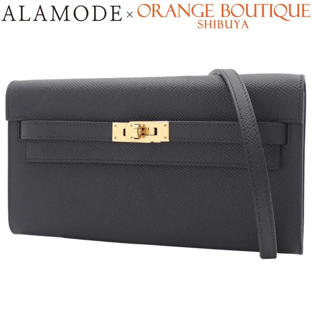 HERMES(エルメス) ケリートゥーゴー K刻印 ブラック黒 ヴォーエプソン ゴールド金具 ロングウォレット ショルダー クラッチバッグ 長財布 小物 レディース 40802171190【中古】【アラモード】