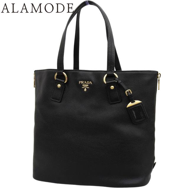 PRADA(プラダ) サイドファスナー トートバッグ トートバッグ ハンドバッグ ショルダー 肩掛け レザー NERO ネロ ブラック黒 ゴールド金具 BN2419 レディース 40802164089【中古】【アラモード】