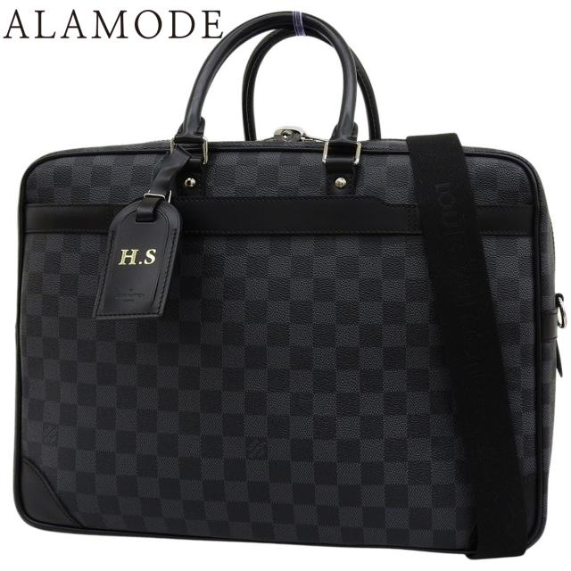 LOUIS VUITTON(ルイ・ヴィトン) ダミエ・グラフィット ポルトドキュマン ヴォワヤージュGM ビジネスバッグ/ブリーフケース キャリーオンバッグ ダミエグラフィットキャンバス ブラック黒 グレー シルバー金具 N41123 メンズ 40802169392【中古】【アラモード】
