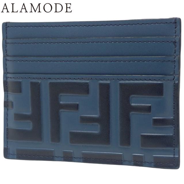 FENDI(フェンディ) ズッカ柄 カードケース カードケース/パスケース 名刺入れ 定期入れ 小物 レザー ネイビー紺 ブラック黒 7M0164 メンズ 40802170265【中古】【アラモード】