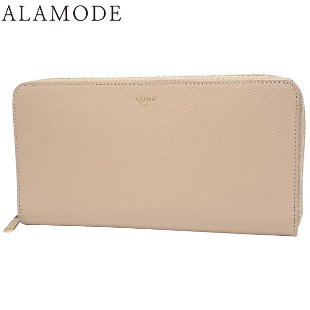 CELINE(セリーヌ) ラージ ジップウォレット ロングウォレット ラウンドファスナー 長財布 小物 グレインドカーフスキン ベージュ シャンパンゴールド金具 10B553BEL レディース 40802170156【中古】【アラモード】