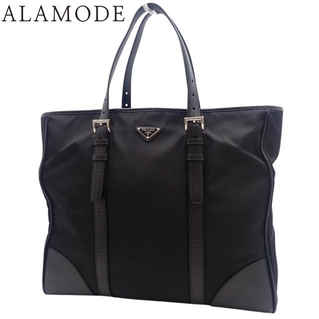 PRADA(プラダ) 三角ロゴ Re-Nylonトートバッグ トートバッグ 肩掛け ハンドバッグ ナイロン サフィアーノレザー NERO ネロ ブラック黒 シルバー金具 VA0663 ユニセックス 40802168798【中古】【アラモード】