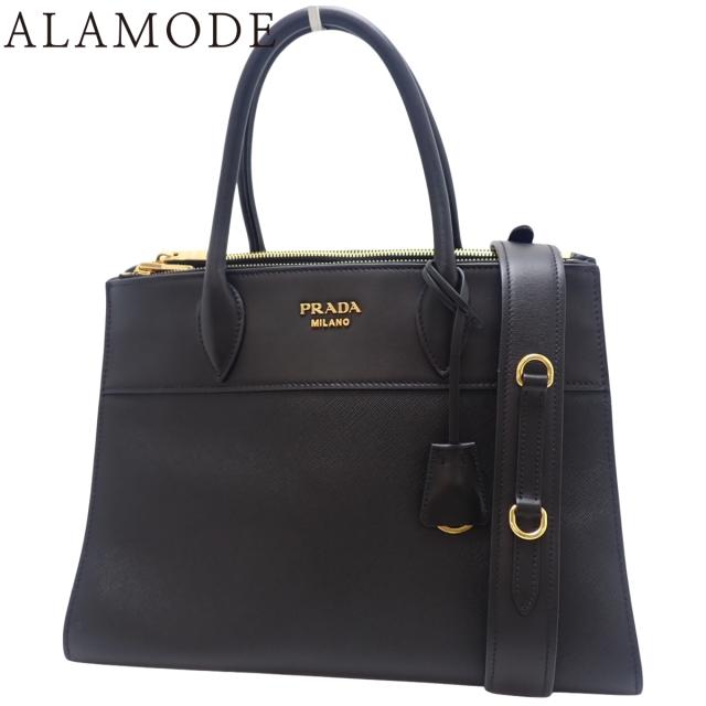 PRADA(プラダ) パラディグムバッグ ハンドバッグ 2WAY ショルダー 肩掛け サフィアーノレザー NERO ブラック黒 ゴールド金具 1BA130 レディース 40802171305【中古】【アラモード】