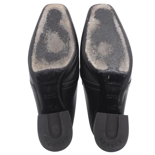 HERMES(エルメス) ブロッサム ミュール ブラック黒 レザー ゴールド