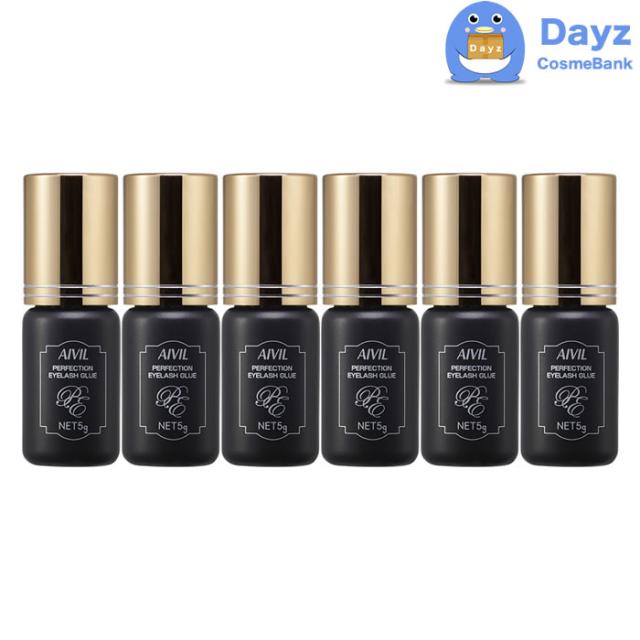 アイビル パーフェクション アイラッシュ グルー 5g 6点セット　シングル ボリュームラッシュも可 低臭 低刺激　まつげ つけまつげ　AIVIL