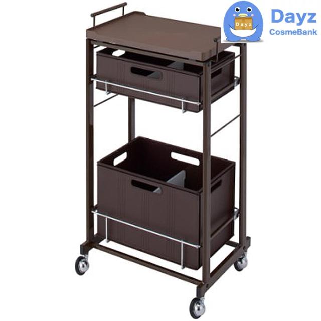 C-356 ストッカーワゴン　ブラウン　キャスター付き　｜　サロンワゴン　｜　メーカー直送品 納期要確認 / キャンセル・返品不可商品　｜　RB