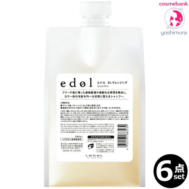 【６点セット・送料無料！一部地域対象外】ルベル エドル BLクレンジング 1000mL｜バッファーシャンプー・ヘアサロン技術者専用・一般の方への販売不可