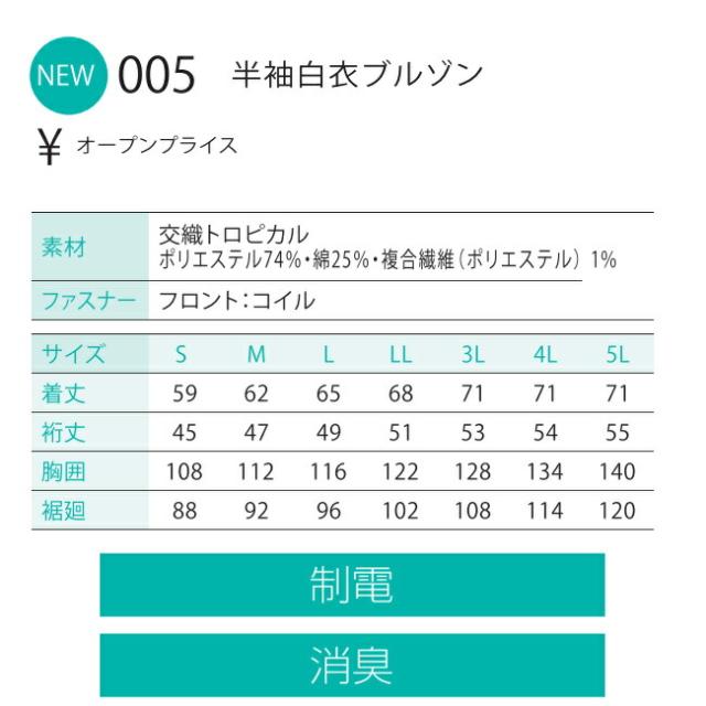 【2026年 24V 日本製バッテリー＆ファン付き】アタックベース 空調風神服 白衣 【005】 半袖 ブルゾン ※ファン・バッテリー別売 ｜ 2021年 新モデル 新色 UVカット 大きいサイズ 無地 涼しい クール 熱中症 夏 夏用 おしゃれ カジュアル アウトドア メンズ レディース_5