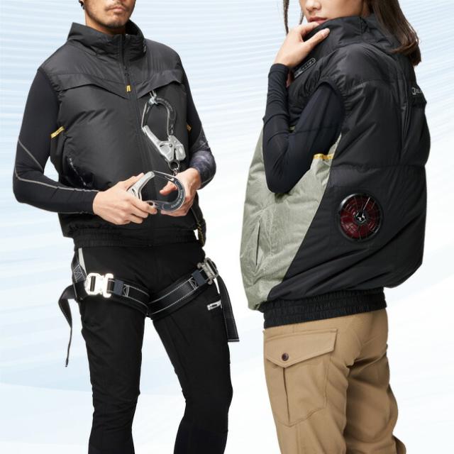 【2026年 30V 海外製バッテリー＆ファン付き】空調風神服 アタックベース 空調ウェア 服 【6640】The tough チタン ベスト | 夏 涼しい クール 空調 ウェア 服 作業着 夏場 現場 作業 熱中症 対策 おしゃれ かっこいい カジュアル メンズ レディース 作業着 作業服_1