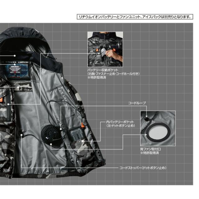 【2026年 メタリックゴールドファン＋30Vバッテリーセット】バートル BURTLE 空調ウェア EFウェア 【AC1154】 ベストタイプ フード付き 超冷却保冷剤付き_5