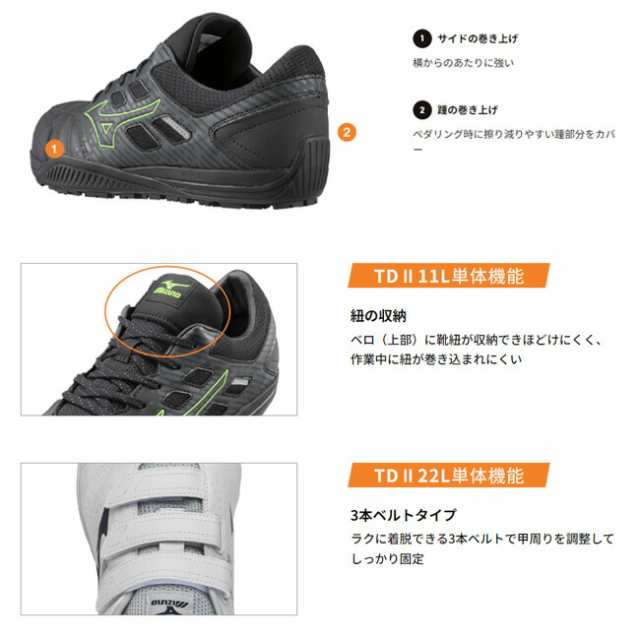 あす楽】【送料無料】ミズノ mizuno 安全靴 ALMIGHTY TD2 11L 22L 【F1GA2308】【F1GA2309】 かっこいい  カジュアル おしゃれ メンズの通販はau PAY マーケット 資材プラス au PAY マーケット－通販サイト