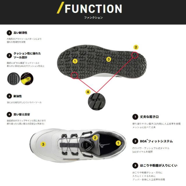 ミズノ mizuno 安全靴 ALMIGHTY SU 51L BOA 【F1GA2317】 | かっこいい カジュアル おしゃれ メンズ レディース 新作 新商品 新モデル 履きやすい 軽い 軽量 BOAシステム ダイヤル 長持ち 防塵 予約 先芯入り ローカット_4