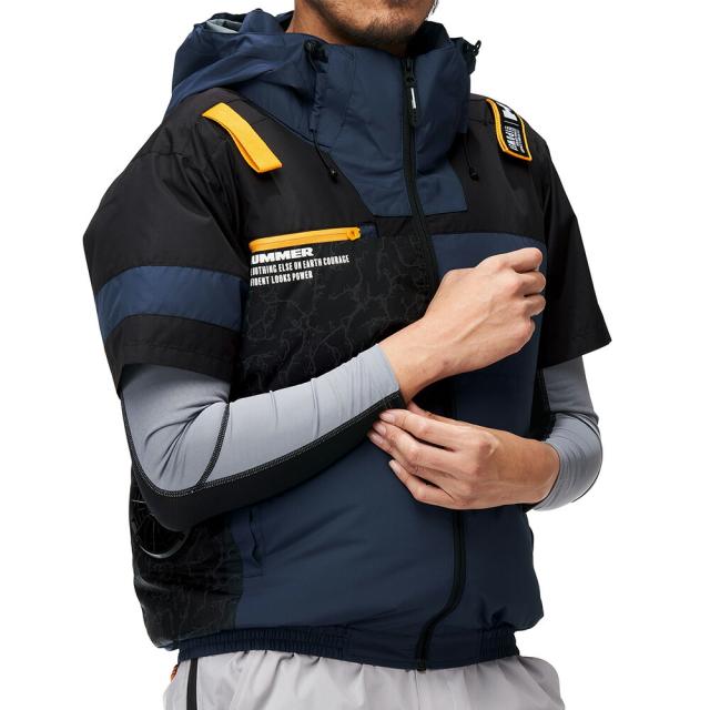 【24V 2025年 GLOBALバッテリー＆ファン付き】空調風神服 アタックベース HUMMER 空調ウェア 服【09905】空調風神服 半袖 | 夏 涼しい クール 空調 ウェア 服 作業着 夏場 現場 作業 熱中症 対策 おしゃれ かっこいい カジュアル メンズ レディース 作業着 作業服_2