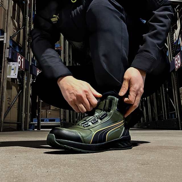 PUMA プーマ 安全靴 作業靴 ライダー2.0ディスクミッド | RIDER 2.0 DISC MID ダイヤル式 boa 樹脂製 先芯 メンズ カラバリ かっこいい