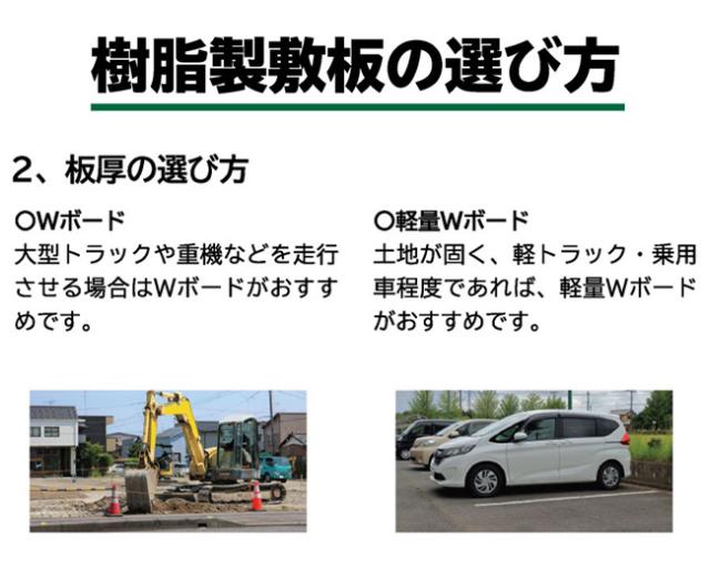 ウッドプラスチック 樹脂製敷板 Wボード 1m×2m 片面凸 1000mm×2000mm 板厚15mm | プラシキ プラスチック敷板 工事現場 土木 建築 養生 農機具搬入 ぬかるみ でこぼこ 農園 砂利 農道 あぜ道_2