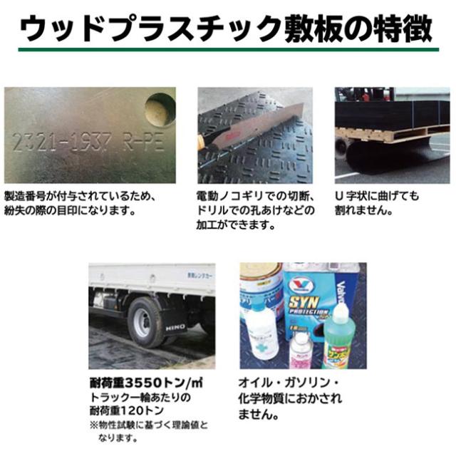 ウッドプラスチック 樹脂製敷板 Wボード 1m×2m 片面凸 1000mm×2000mm 板厚15mm | プラシキ プラスチック敷板 工事現場 土木 建築 養生 農機具搬入 ぬかるみ でこぼこ 農園 砂利 農道 あぜ道_4