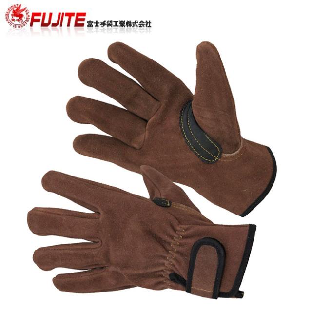 富士手袋 38-21 ハイパートコテオイル マジック 10双セット｜A級牛床革 1.3mm厚 耐油性 オイル加工 建築 土木 鉄筋 作業用革手袋 ブラウン M-LL