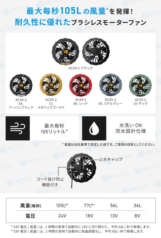 【2025年 ファン＆バッテリーセット】バートル BURTLE 空調ウェア 【AC1156】 半袖タイプ フード付き